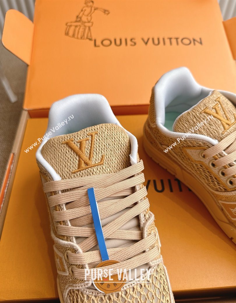 Louis Vuitton LV Trainer Sneakers in Crochet Raffia Straw Like 1AHTR5 Beige 2025 (KL-250829022)