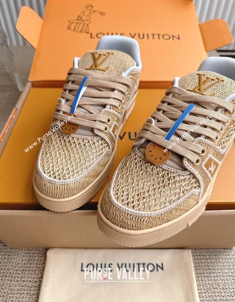 Louis Vuitton LV Trainer Sneakers in Crochet Raffia Straw Like 1AHTR5 Beige 2025 (KL-250829022)