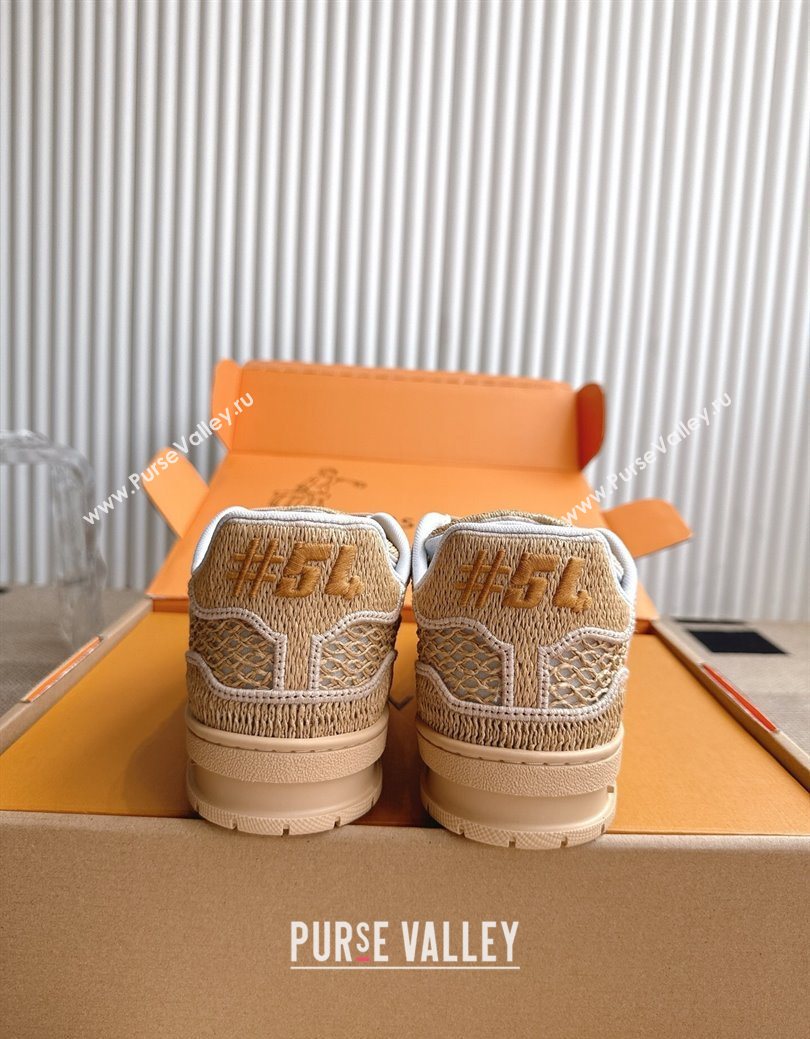 Louis Vuitton LV Trainer Sneakers in Crochet Raffia Straw Like 1AHTR5 Beige 2025 (KL-250829022)