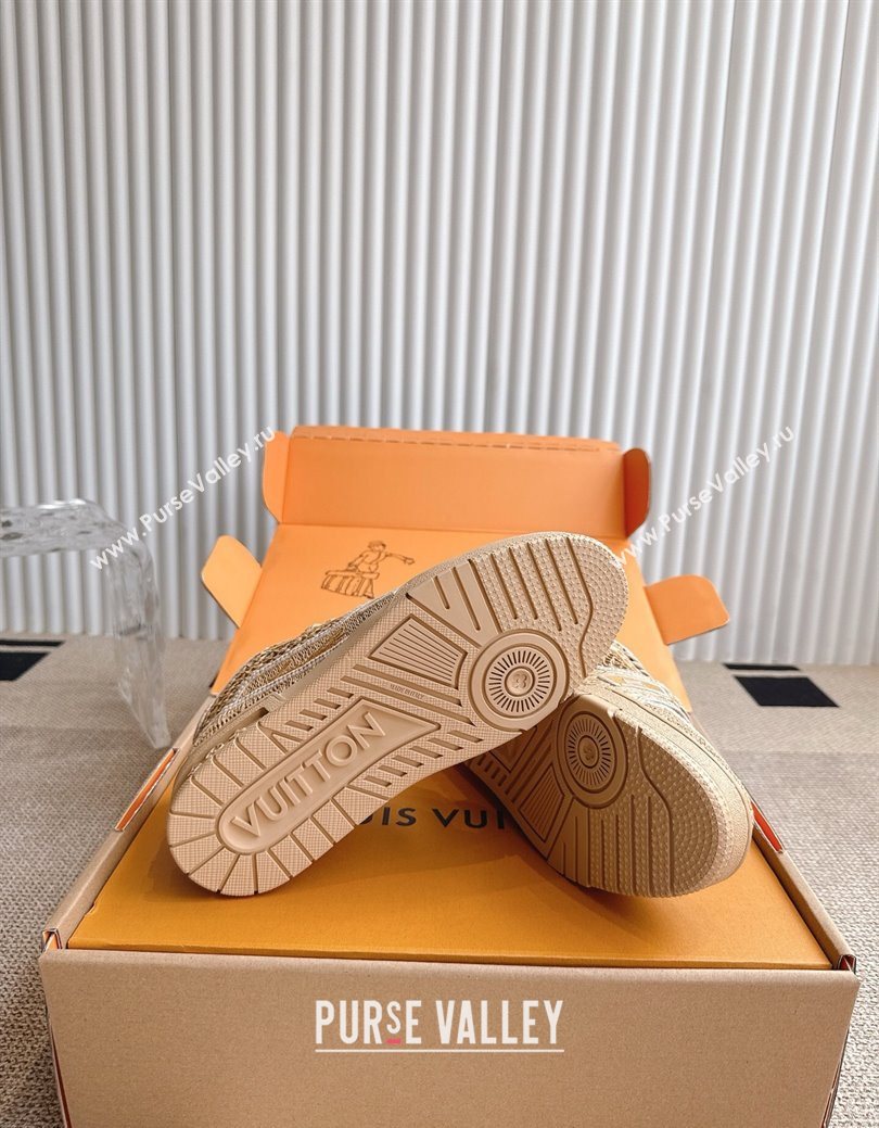 Louis Vuitton LV Trainer Sneakers in Crochet Raffia Straw Like 1AHTR5 Beige 2025 (KL-250829022)