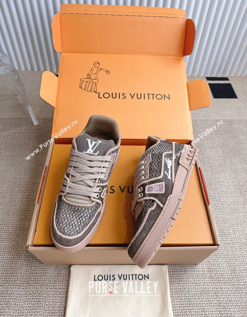 Louis Vuitton LV Trainer Sneakers in Crochet Raffia Straw Like 1AHTR5 Brown 2025 (KL-250829023)