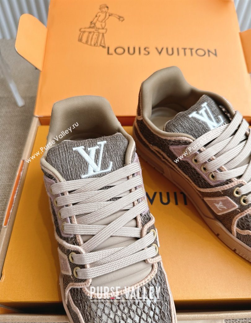 Louis Vuitton LV Trainer Sneakers in Crochet Raffia Straw Like 1AHTR5 Brown 2025 (KL-250829023)