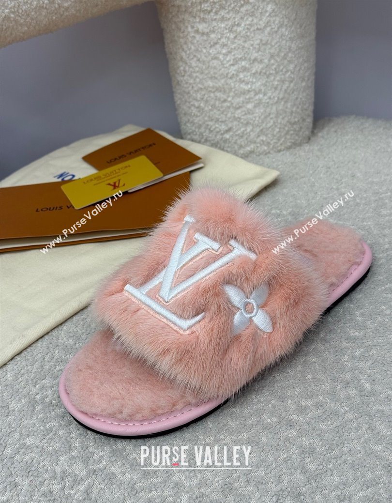 Louis Vuitton Mink Fur Flat Slipper Pink 2025 LV082901 (SS-250829002)