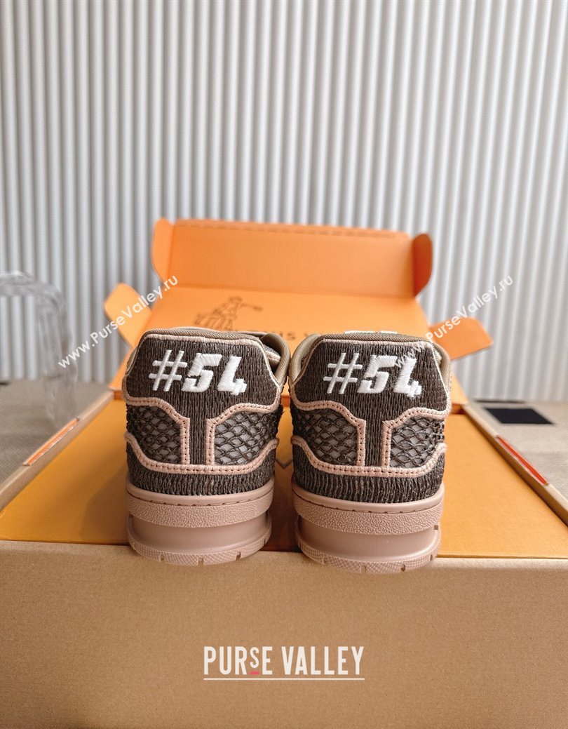 Louis Vuitton LV Trainer Sneakers in Crochet Raffia Straw Like 1AHTR5 Brown 2025 (KL-250829023)