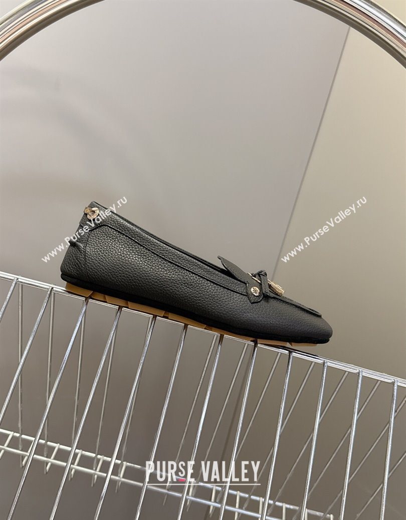 Louis Vuitton Flore Car Shoe Loafers in Grained Leather 1AICKY Black 2025 (MD-250829081)