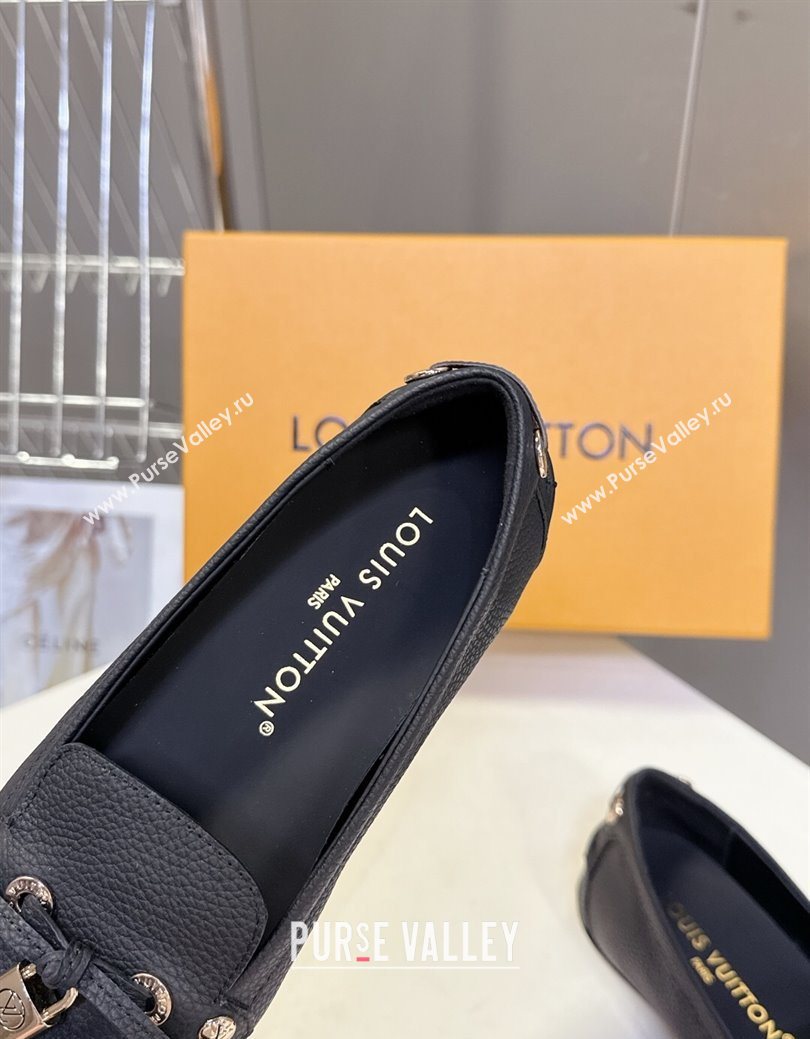 Louis Vuitton Flore Car Shoe Loafers in Grained Leather 1AICKY Black 2025 (MD-250829081)