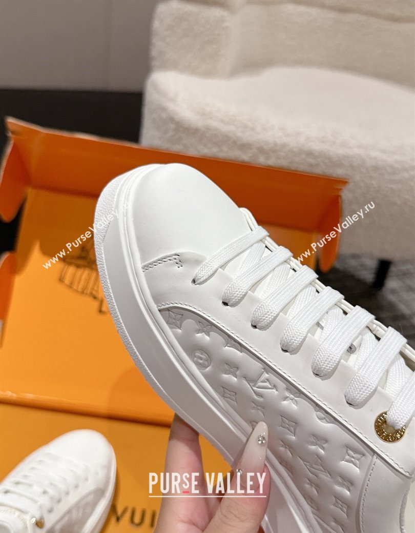 Louis Vuitton LV x TM Time Out Sneakers in Monogram Leather with Cherry Blossom Print White/Pink 2025 (SS-250829005)