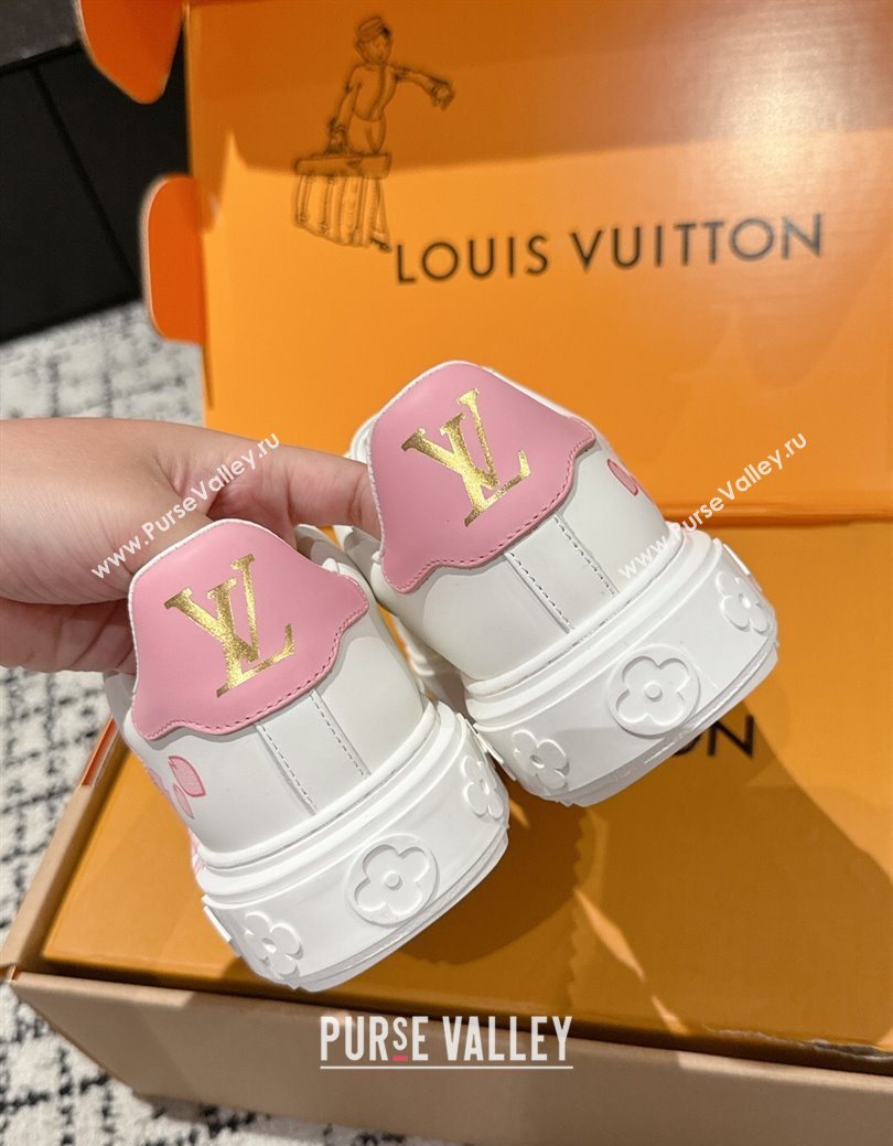 Louis Vuitton LV x TM Time Out Sneakers in Monogram Leather with Cherry Blossom Print White/Pink 2025 (SS-250829005)