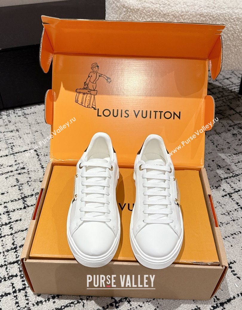 Louis Vuitton Time Out Sneakers in White Leather with LV Tag 2025 0829 (SS-250829007)