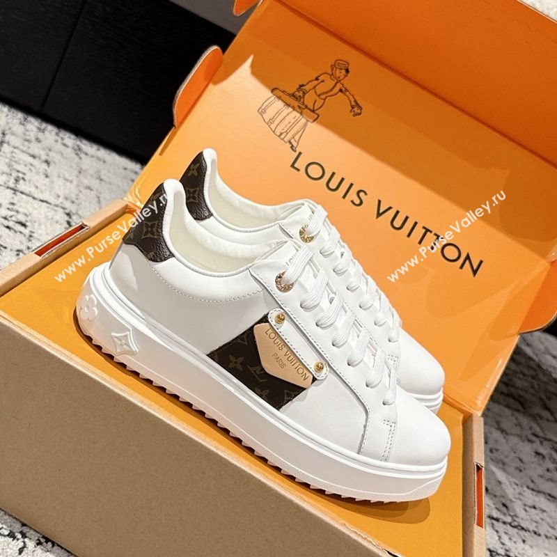 Louis Vuitton Time Out Sneakers in White Leather with LV Tag 2025 0829 (SS-250829007)