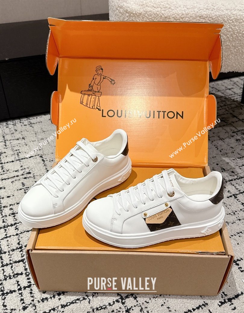 Louis Vuitton Time Out Sneakers in White Leather with LV Tag 2025 0829 (SS-250829007)