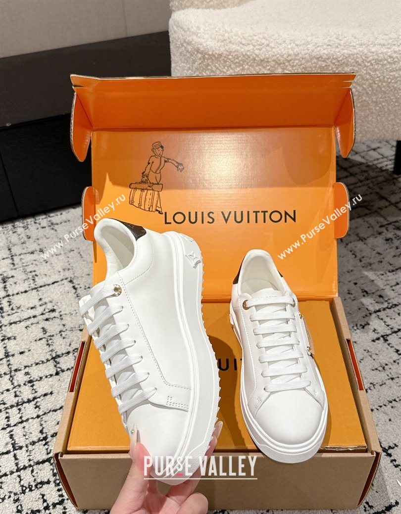 Louis Vuitton Time Out Sneakers in White Leather with LV Tag 2025 0829 (SS-250829007)