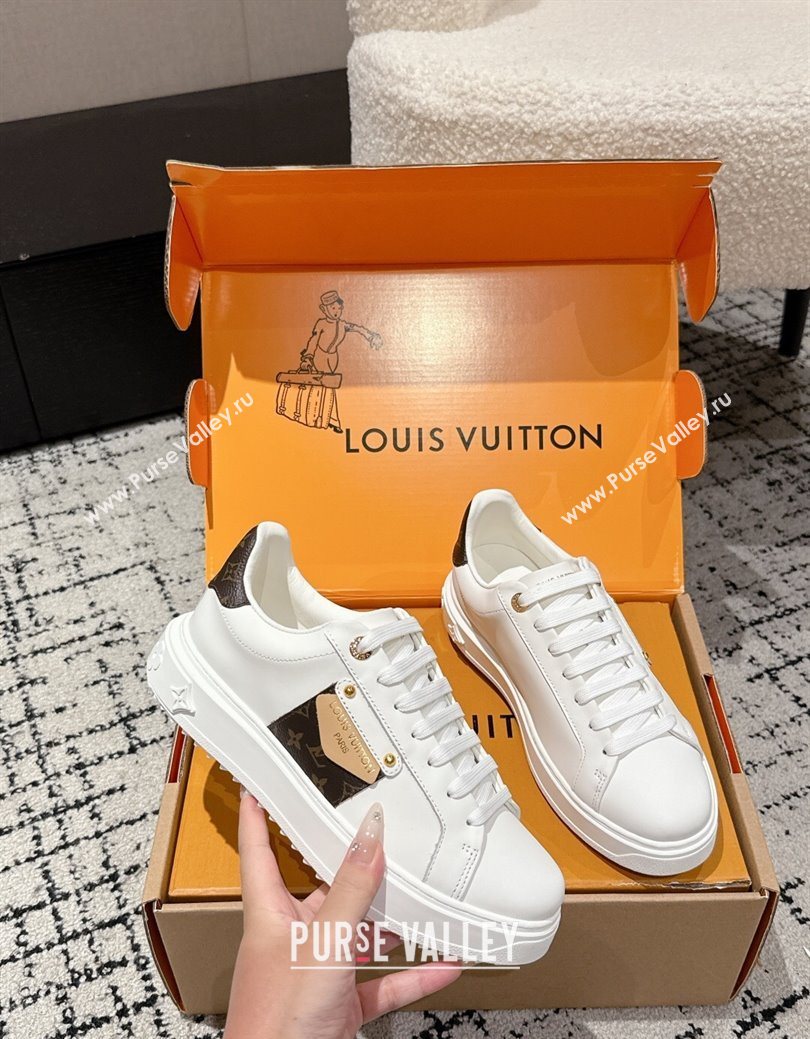 Louis Vuitton Time Out Sneakers in White Leather with LV Tag 2025 0829 (SS-250829007)