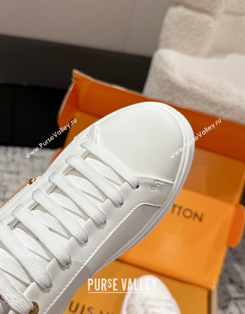 Louis Vuitton Time Out Sneakers in White Leather with LV Tag 2025 0829 (SS-250829007)