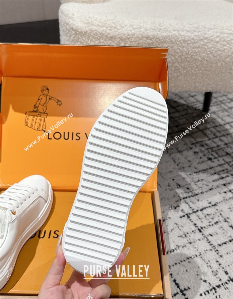 Louis Vuitton Time Out Sneakers in White Leather with LV Tag 2025 0829 (SS-250829007)