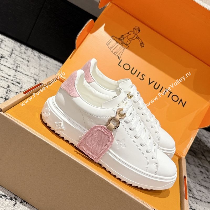 Louis Vuitton Time Out Sneakers in White Leather with Pink Label Hanging 1AGUXO 2025 (SS-250829008)