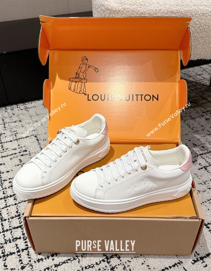 Louis Vuitton Time Out Sneakers in White Leather with Pink Label Hanging 1AGUXO 2025 (SS-250829008)