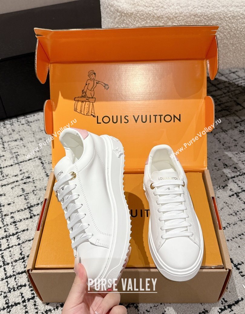 Louis Vuitton Time Out Sneakers in White Leather with Pink Label Hanging 1AGUXO 2025 (SS-250829008)