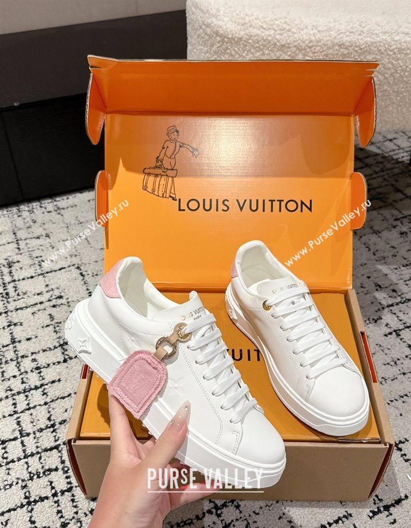 Louis Vuitton Time Out Sneakers in White Leather with Pink Label Hanging 1AGUXO 2025 (SS-250829008)