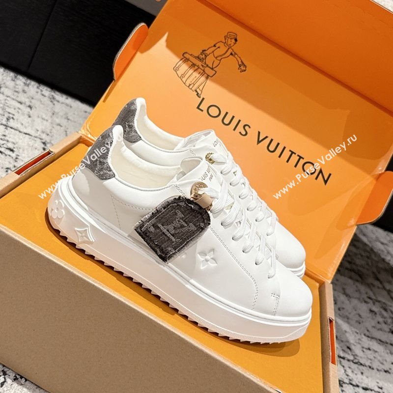 Louis Vuitton Time Out Sneakers in White Leather with Grey Label Hanging 1AGUXO 2025 (SS-250829009)