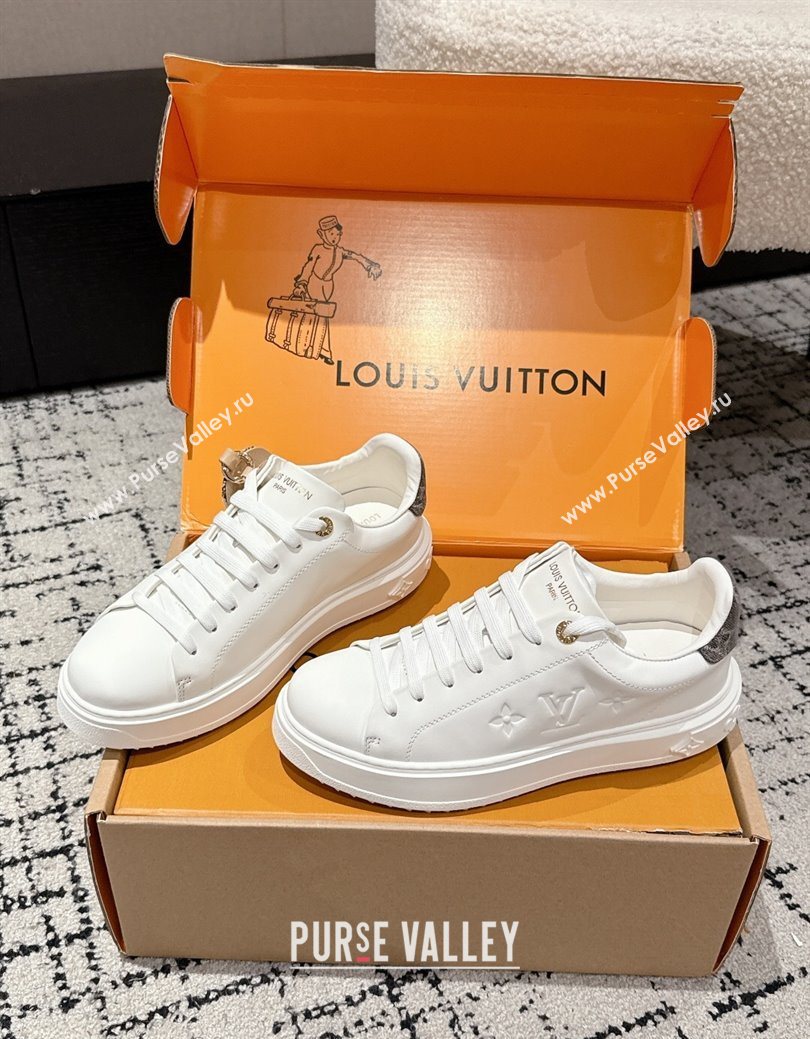 Louis Vuitton Time Out Sneakers in White Leather with Grey Label Hanging 1AGUXO 2025 (SS-250829009)