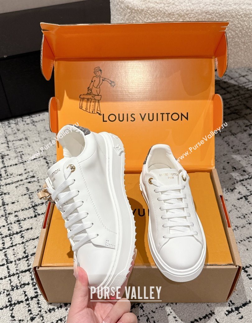 Louis Vuitton Time Out Sneakers in White Leather with Grey Label Hanging 1AGUXO 2025 (SS-250829009)