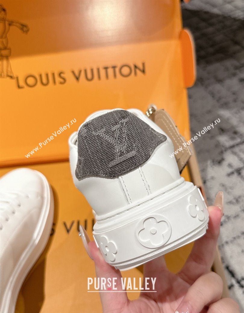 Louis Vuitton Time Out Sneakers in White Leather with Grey Label Hanging 1AGUXO 2025 (SS-250829009)