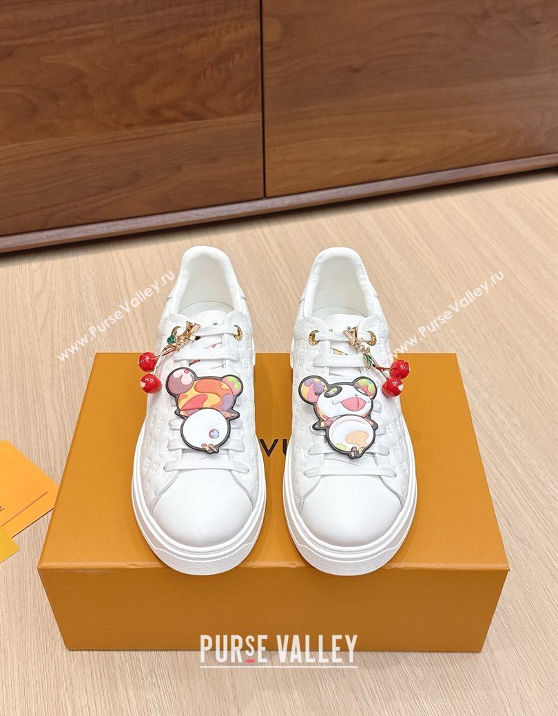Louis Vuitton Time Out Sneakers 4cm in White Monogram Leather with Charm 2025 0829 (KL-250829011)