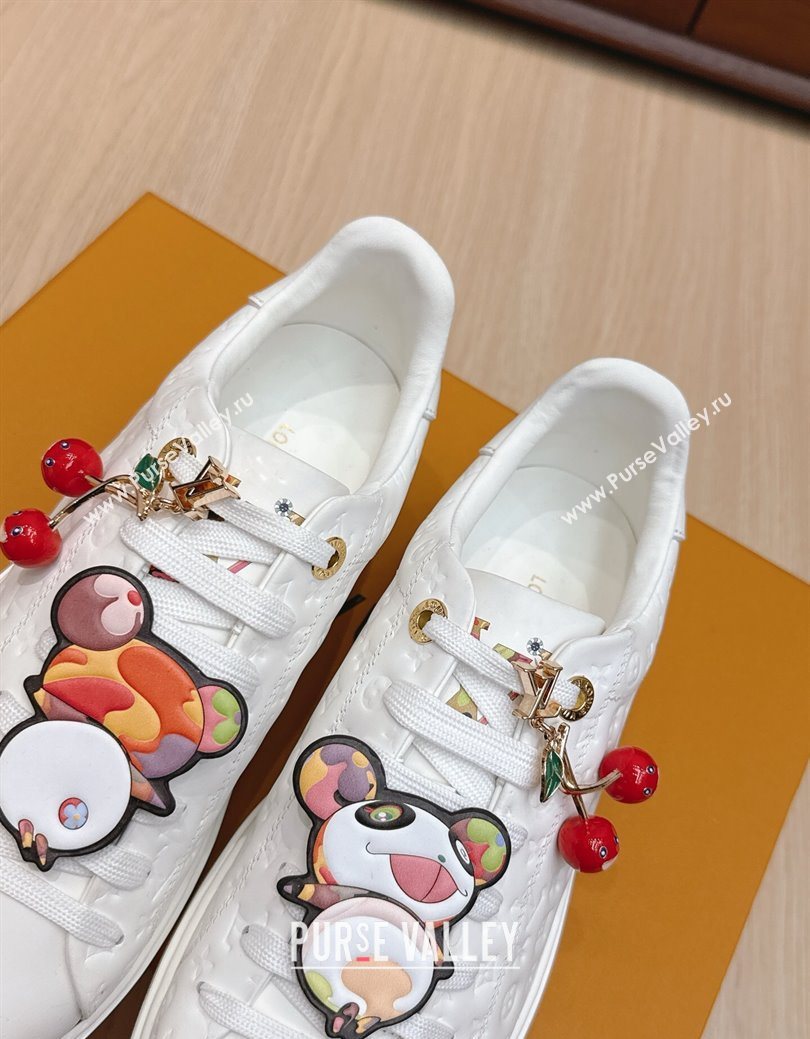 Louis Vuitton Time Out Sneakers 4cm in White Monogram Leather with Charm 2025 0829 (KL-250829011)