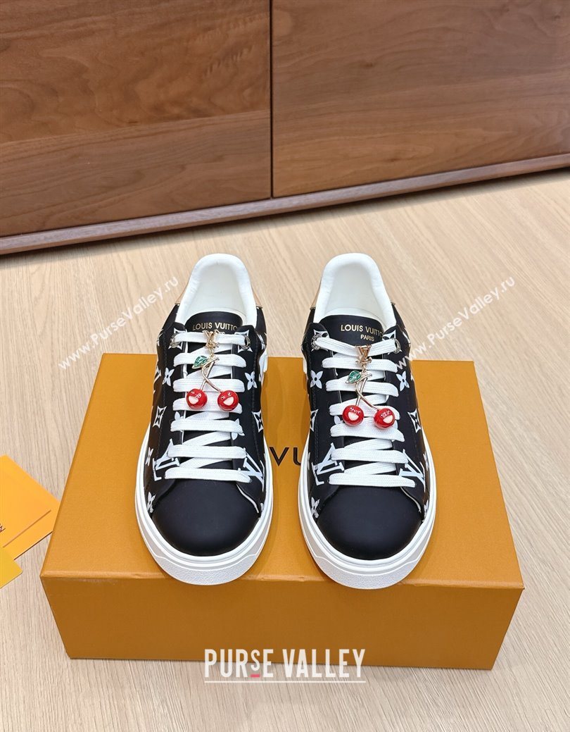 Louis Vuitton Time Out Sneakers 4cm in Black Monogram Leather 2025 0829 (KL-250829012)