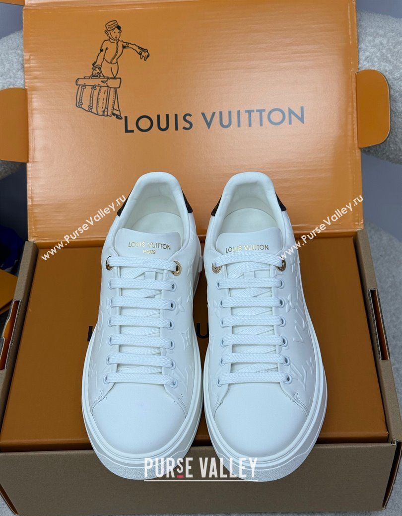 Louis Vuitton Time Out Sneakers 4cm in White Debossed Monogram Leather 1AAP6O 2025 (KL-250829010)