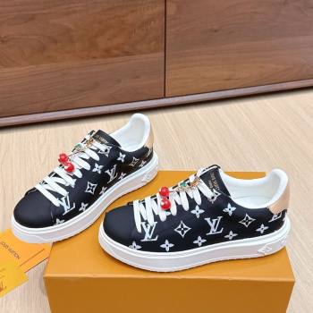 Louis Vuitton Time Out Sneakers 4cm in Black Monogram Leather 2025 0829 (KL-250829012)