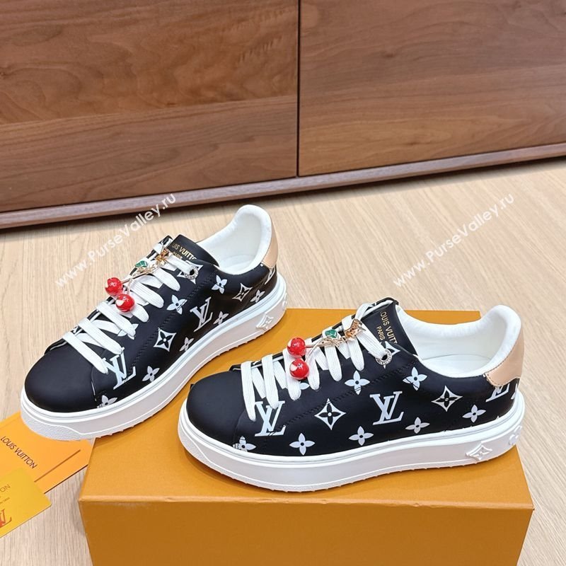 Louis Vuitton Time Out Sneakers 4cm in Black Monogram Leather 2025 0829 (KL-250829012)