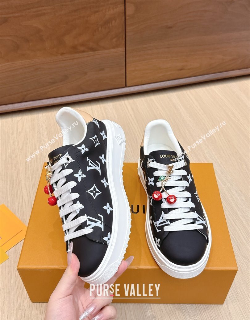 Louis Vuitton Time Out Sneakers 4cm in Black Monogram Leather 2025 0829 (KL-250829012)