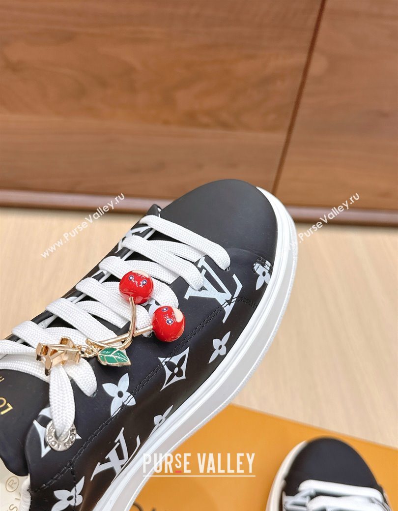 Louis Vuitton Time Out Sneakers 4cm in Black Monogram Leather 2025 0829 (KL-250829012)