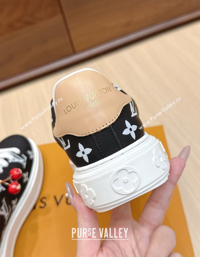 Louis Vuitton Time Out Sneakers 4cm in Black Monogram Leather 2025 0829 (KL-250829012)