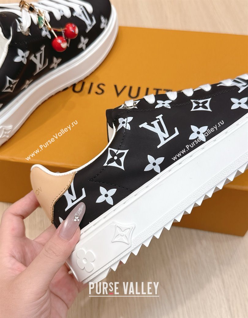 Louis Vuitton Time Out Sneakers 4cm in Black Monogram Leather 2025 0829 (KL-250829012)