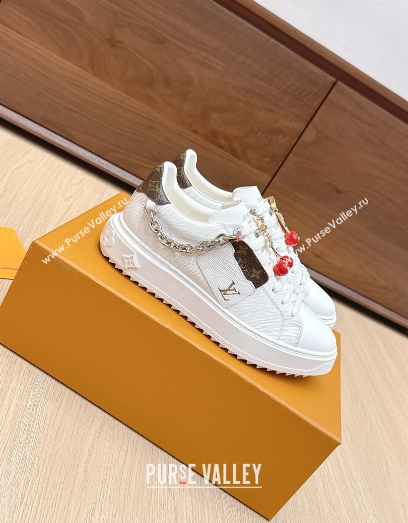 Louis Vuitton Time Out Sneakers 4cm in Epi Leather 1AHOGG White 2025 (KL-250829013)