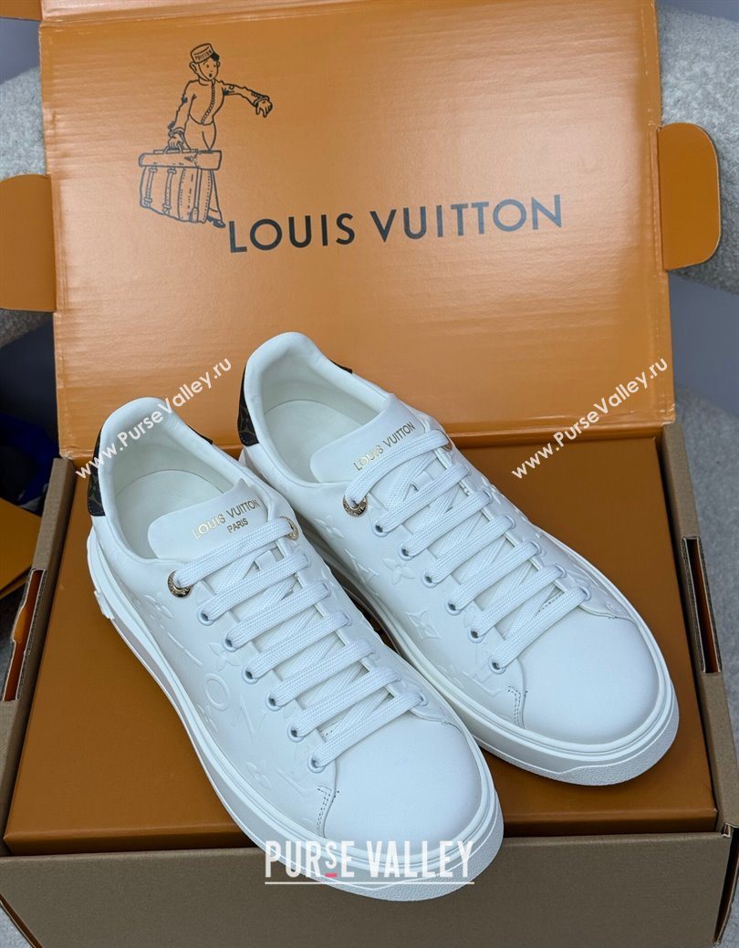 Louis Vuitton Time Out Sneakers 4cm in White Debossed Monogram Leather 1AAP6O 2025 (KL-250829010)