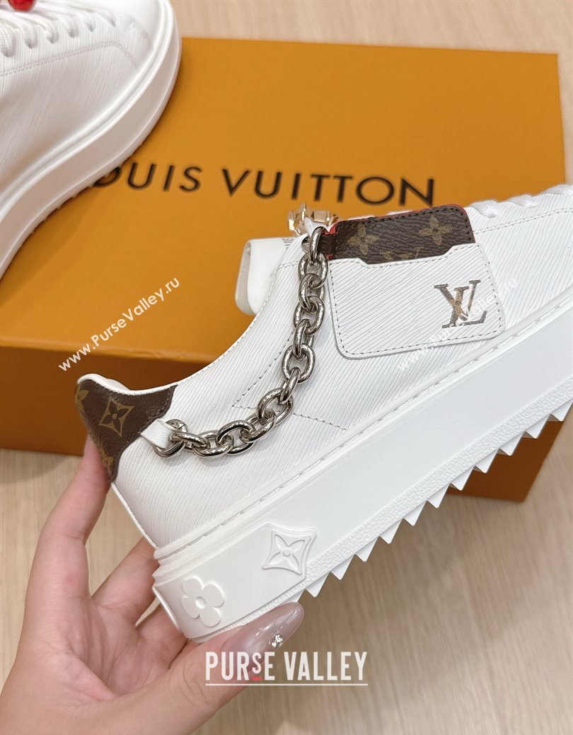 Louis Vuitton Time Out Sneakers 4cm in Epi Leather 1AHOGG White 2025 (KL-250829013)