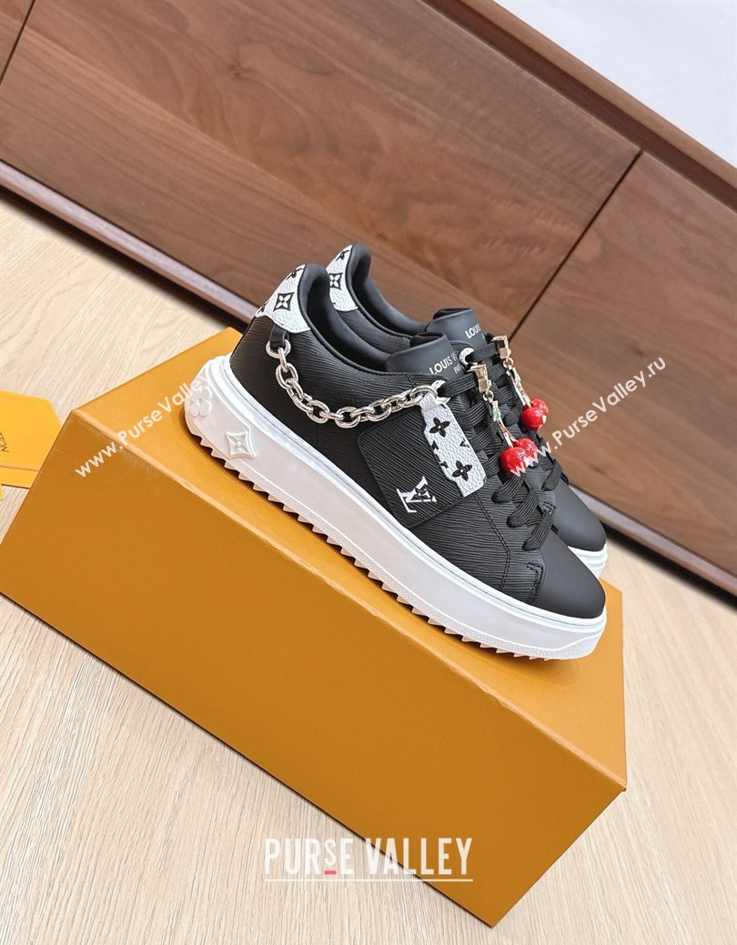 Louis Vuitton Time Out Sneakers 4cm in Epi Leather 1AHOGG Black 2025 (KL-250829014)