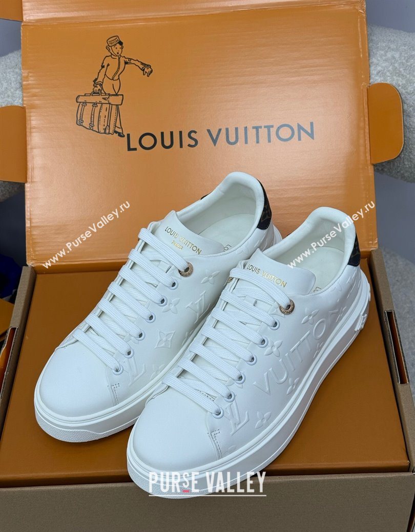 Louis Vuitton Time Out Sneakers 4cm in White Debossed Monogram Leather 1AAP6O 2025 (KL-250829010)