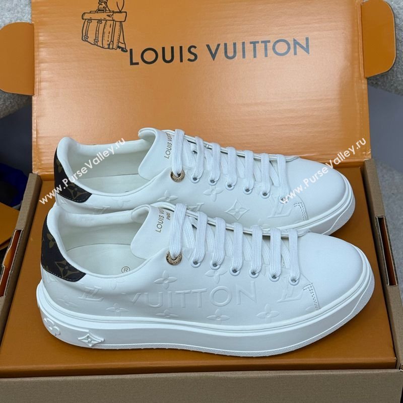 Louis Vuitton Time Out Sneakers 4cm in White Debossed Monogram Leather 1AAP6O 2025 (KL-250829010)