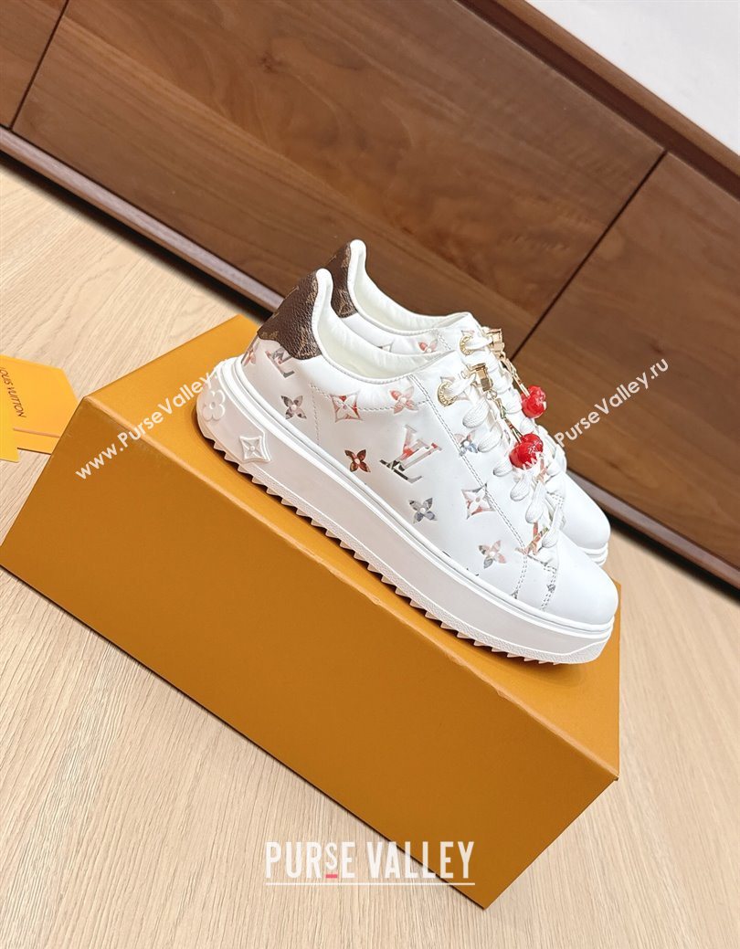 Louis Vuitton Time Out Sneakers 4cm in Leather 1AHOOD White/Multicolor 2025 (KL-250829016)