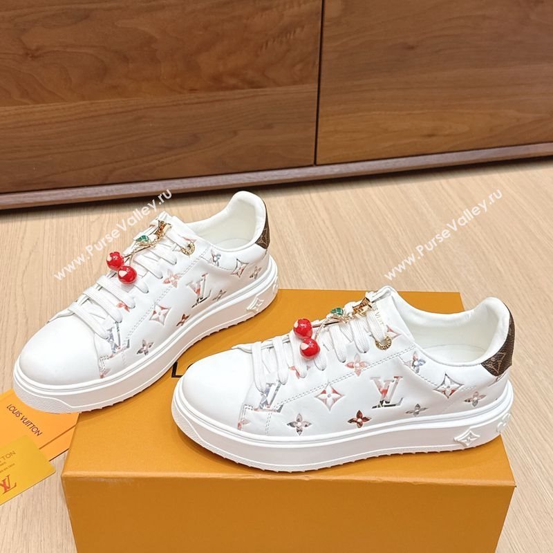 Louis Vuitton Time Out Sneakers 4cm in Leather 1AHOOD White/Multicolor 2025 (KL-250829016)