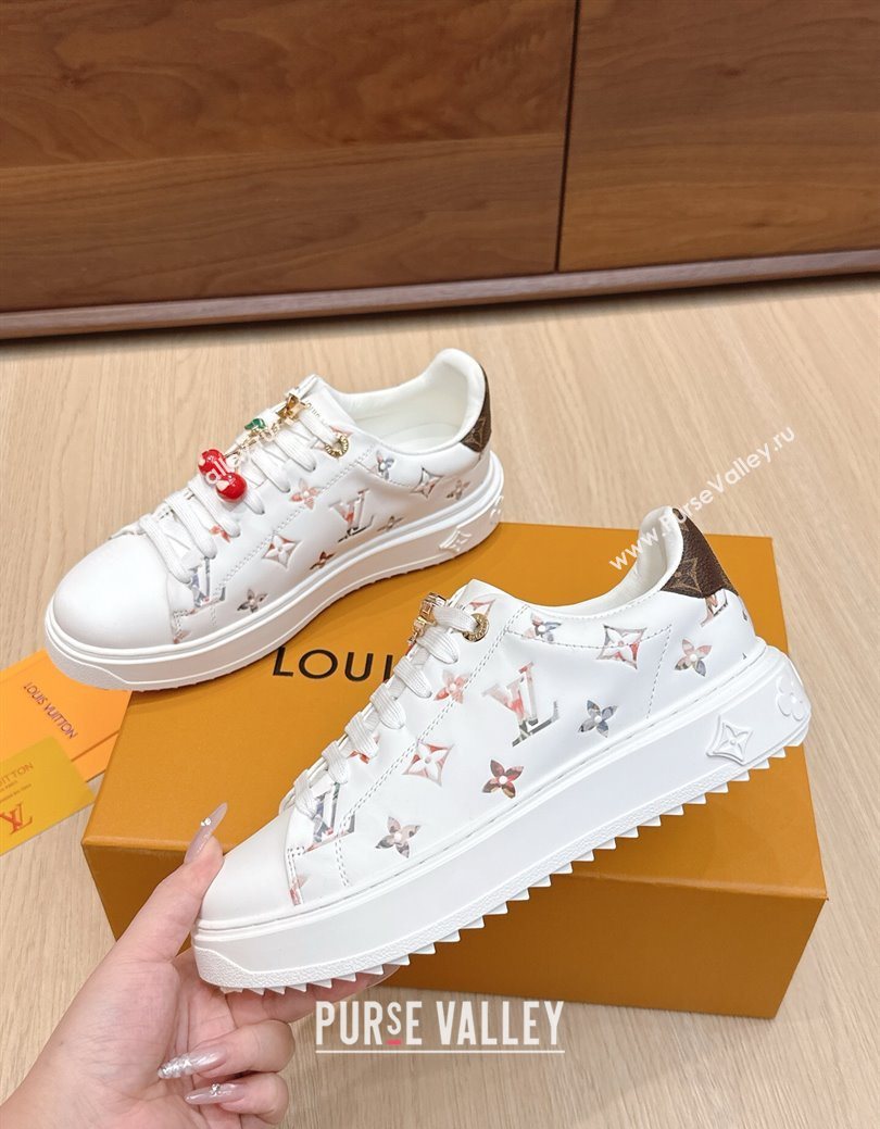 Louis Vuitton Time Out Sneakers 4cm in Leather 1AHOOD White/Multicolor 2025 (KL-250829016)