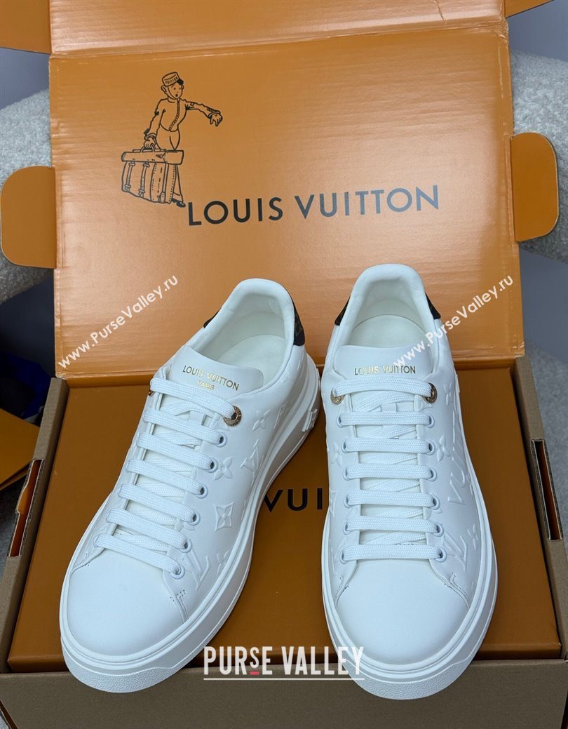 Louis Vuitton Time Out Sneakers 4cm in White Debossed Monogram Leather 1AAP6O 2025 (KL-250829010)