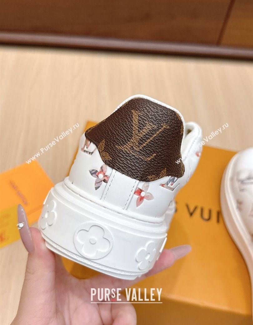 Louis Vuitton Time Out Sneakers 4cm in Leather 1AHOOD White/Multicolor 2025 (KL-250829016)