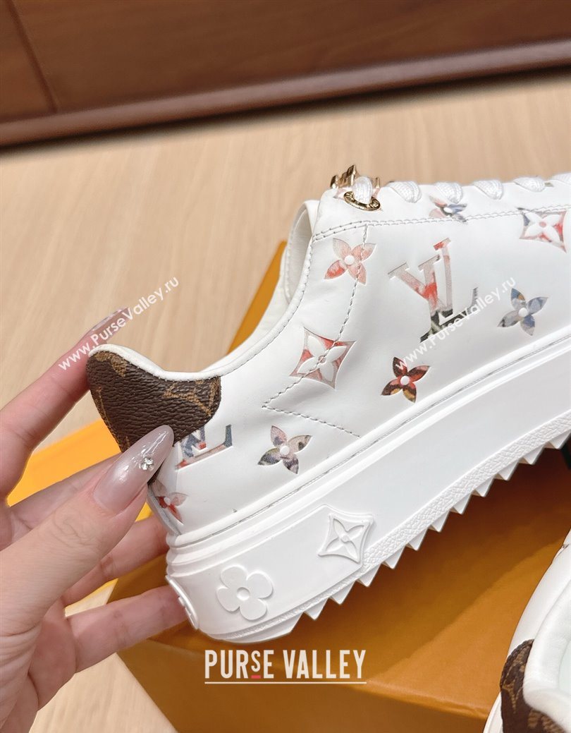 Louis Vuitton Time Out Sneakers 4cm in Leather 1AHOOD White/Multicolor 2025 (KL-250829016)