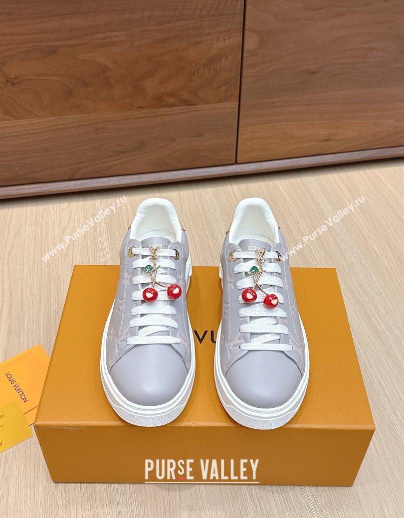 Louis Vuitton Time Out Sneakers 4cm in Grey Leather 2025 0829 (KL-250829017)